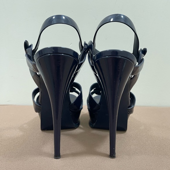 YSL TRIBUTE 105 T-STRAP NAVY Heels Sz 39.5 - Picture 3 of 7